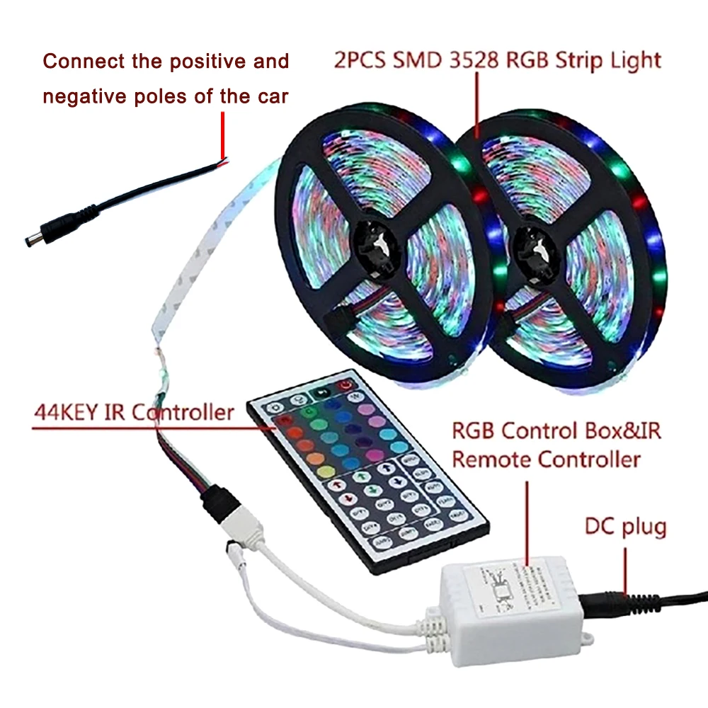 1/2/5/10/15/20M RGB светодиодный светильник полосы SMD3528 AC/DC 12V 400 S на 44 кнопки ИК контроллер