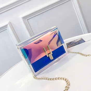 

2020 new colorful laser jelly bag shoulder messenger bag female bag transparent color changing bag Handbags for Women's