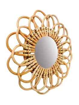 

Rattan Dressing Mirror Innovative Art Deco Round Mirror Living Room Wall Hanging Mirror Kitchen Bathroom Mirror