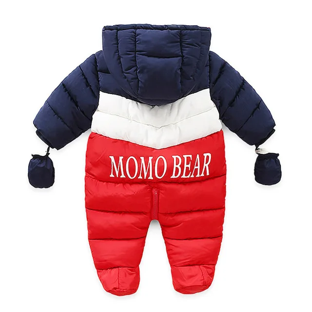 Baby Boy Winter Duck Down Snowsuit Newborn Thick Outerwear Rompers Fleece Liner  5
