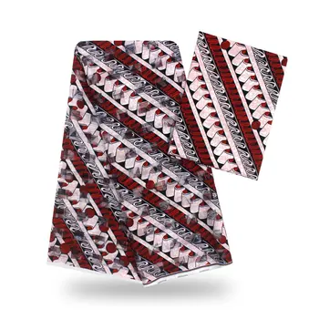 

Hot sale Gahna Style satin silk fabric with organza ribbon African wax design high quality 4+2yards
