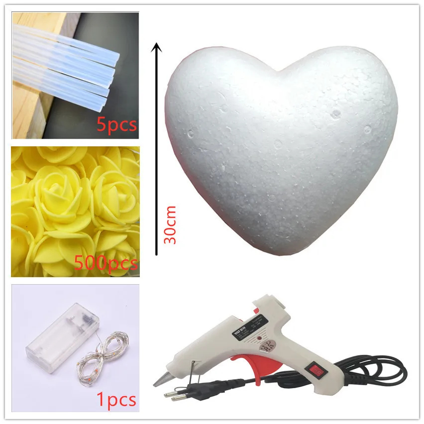 Красочные в форме сердца розы искусственные DIY ручной работы Цветы Романтический День Святого Валентина и свадебные подарки для девушки - Цвет: yellow DIY