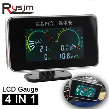 

12V24V 4in1 LCD water temp gauge Digital Voltage Fuel universal motorcycle temperature gauge +10mm sensor oil pressure indicator