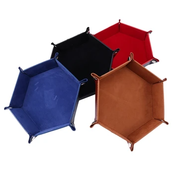 

NEW-Dice Tray 4 Pieces Dice Tray Foldable Dice Mat Storage Box for Dice Game Metal Dice Tray