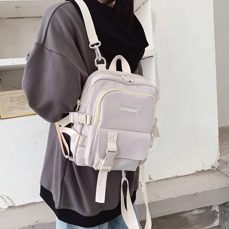 Block Color Canvas Study Backpack - 20 - Kawaii Mix