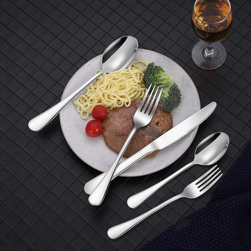24Pcs Cutlery Set Stainless Steel Silverware Flatware Utensils Service for 6 Include Knife Fork Spoon Mirror Polished Dropship
