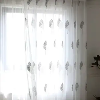 

Embroidered Tree Tulle Window Modern Curtains for Living Room Bedroom Kitchen Sheer Curtains Window Drapes Fabric for salon