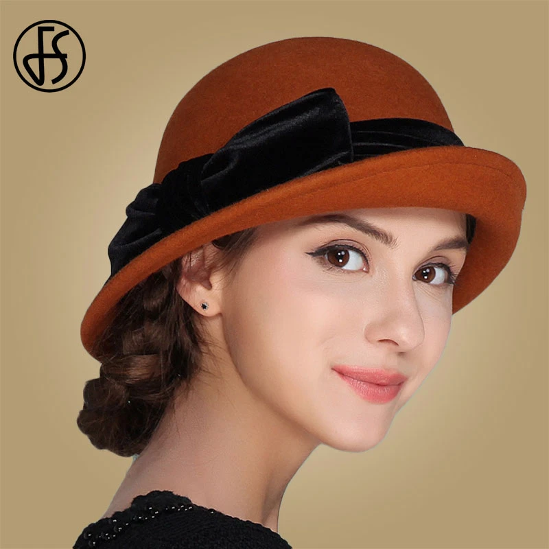 FS-sombreros de Iglesia negros para mujer, sombrero Fedora de lana  elegante, de ala ancha, de fieltro, con lazo, Vintage, púrpura - AliExpress  Accesorios para la ropa