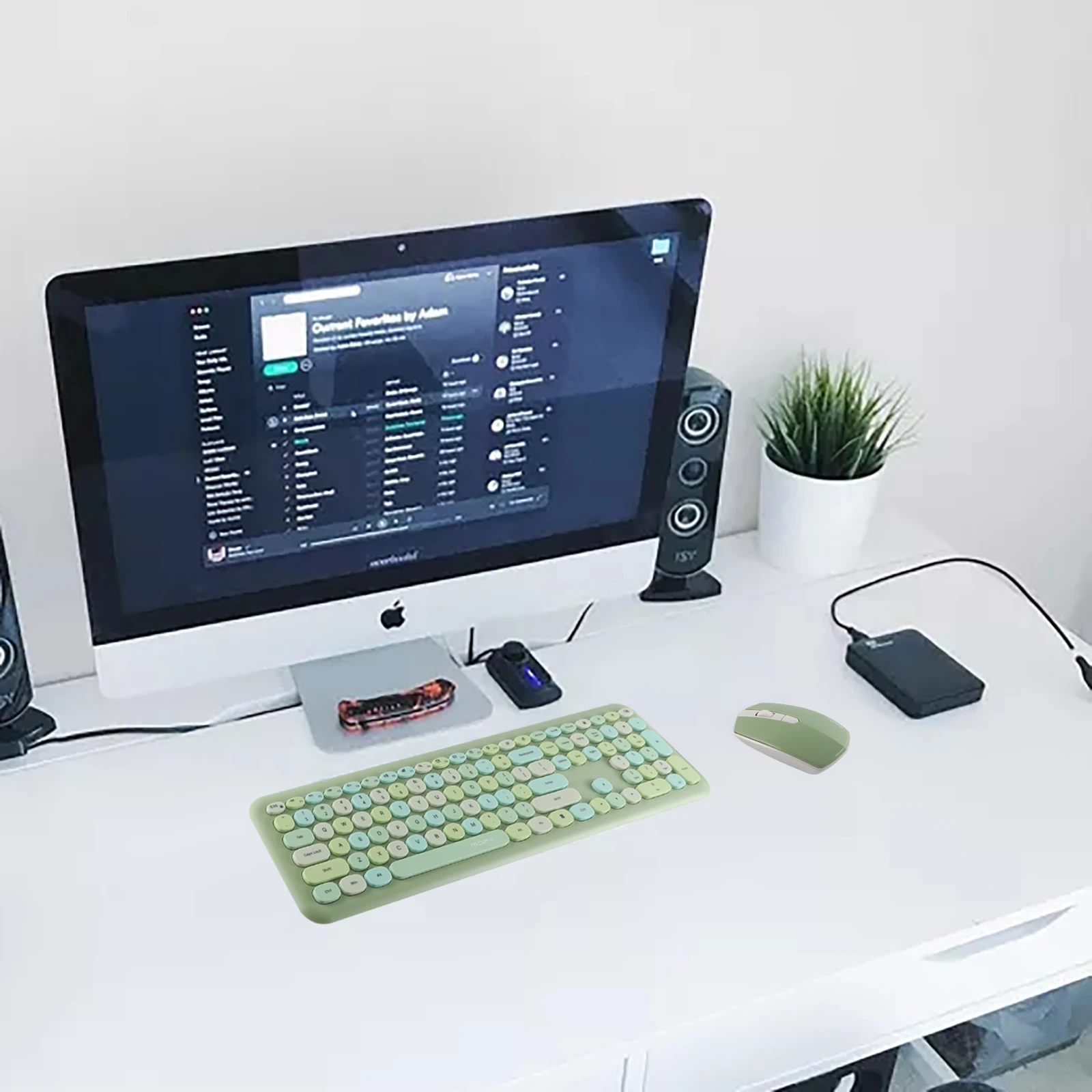 Teclado sem Fio Chave para Computador Silencioso Rato Combinação Usb Óptico Colorido 110 Teclado Portátil Desktop 2.4g 1200dpi - Imagem 6