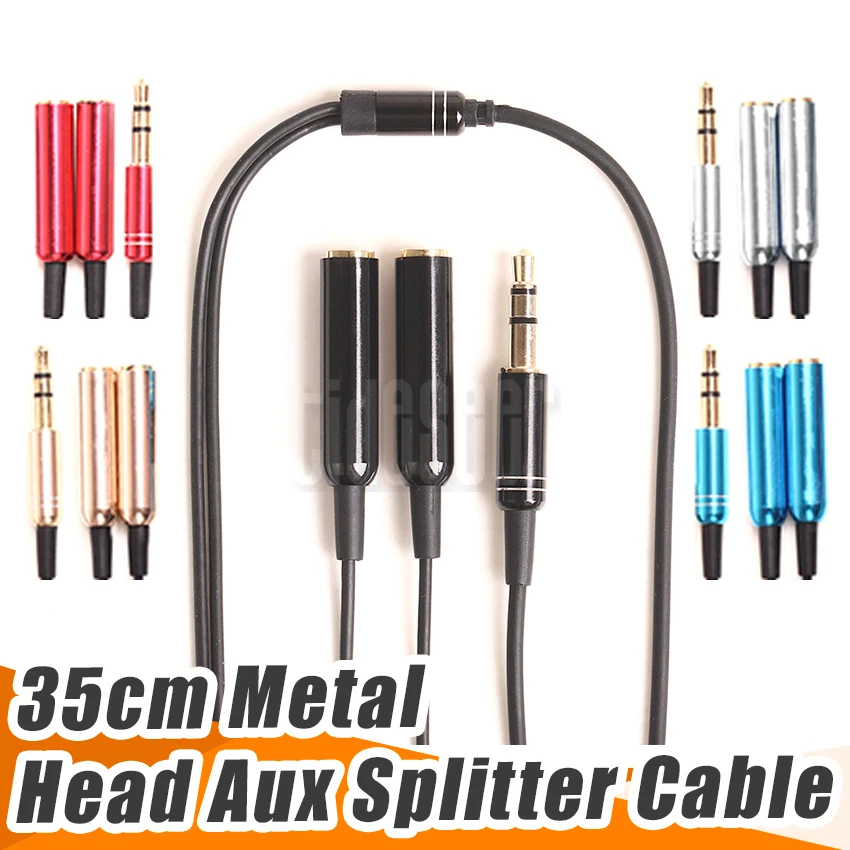 Aux Cable Male to 2 Female 3 5mm Jack Splitter Adapter Audio Extension Cables for Microphone Headphone Speaker Car Phone 100pcs