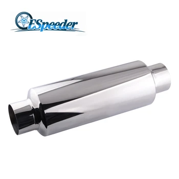 

ESPEEDER Auto Accessories Exhaust Muffler 2.25" Inlet To 4" Outlet Stainless Steel Exhaust Tip Pipe Tube Car Resonator Silencer