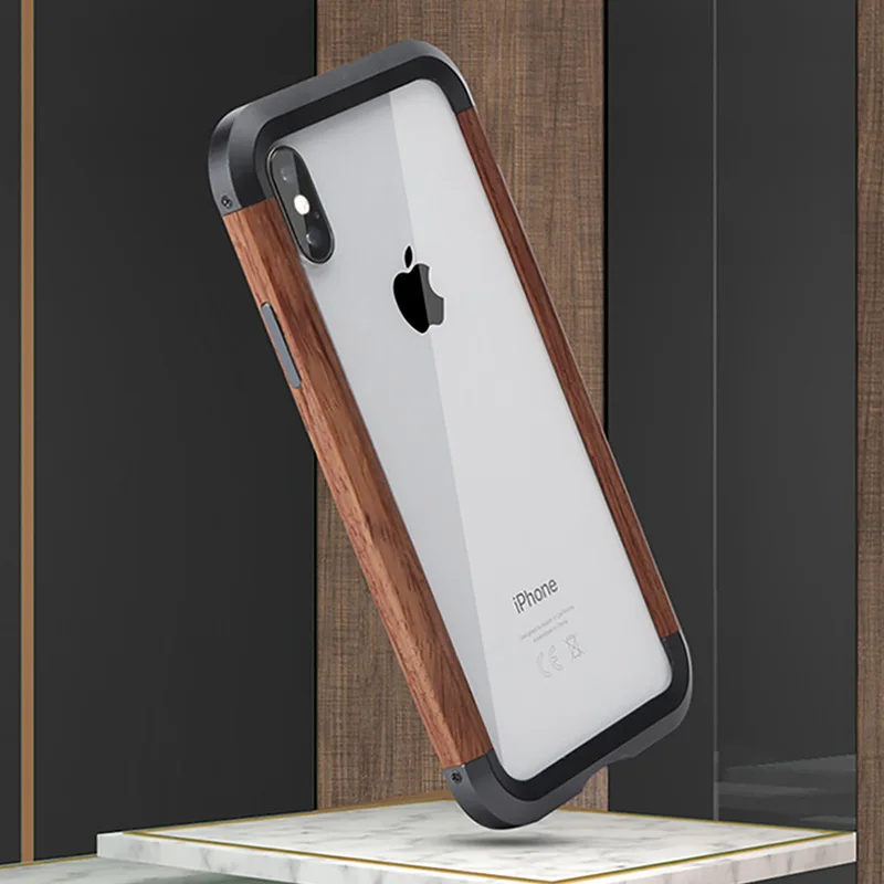 R-just чехол для телефона для iPhone XS Max Роскошный Жесткий металлический алюминиевый деревянный защитный бампер чехол для телефона для iPhone XS X