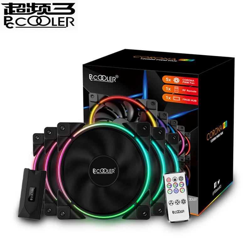 

Pcooler 5/Pack 120m RGB Fan 12V＆5V FRGB 4pin PWM Quiet Addressable Fans 12cm Computer Cooling Fan For CPU Cooler Liquid Cooling