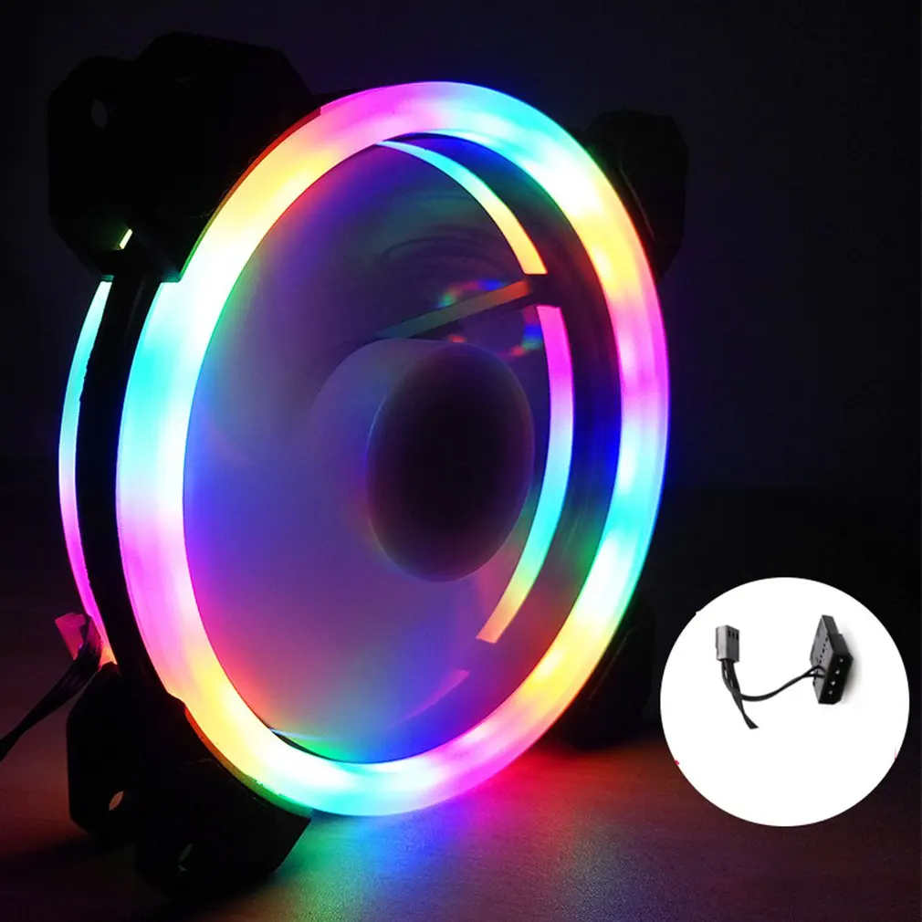 Светильник Rgb шасси вентилятор 12 см Новый настольный компьютер Вентилятор охлаждения цветной яркий цвет Аврора тихий вентилятор
