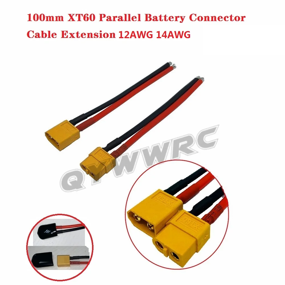 100mm XT60 Parallel Battery Connector 12 AWG 14AWG Cable Extension DIY