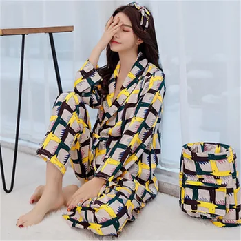 

Daeyard Luxury Overall Printed Pajamas Set For Women Autumn Long Sleeve Pyjamas Elegant Homewear Nightwear Cute Cartoon Pj Set