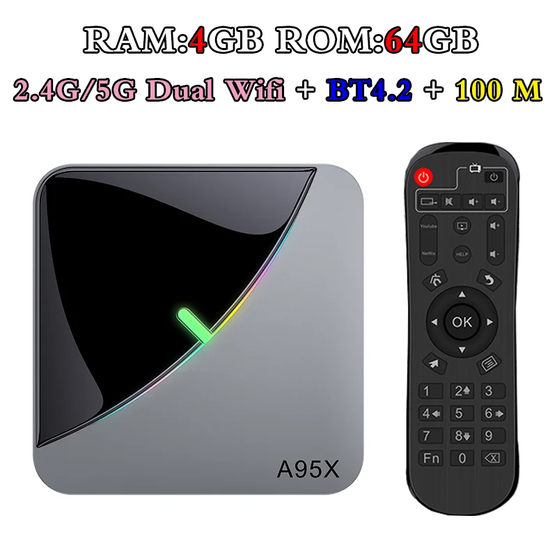 4GB64GB Предпродажа RGB светильник A95X F3 Air Android 9,0 4 Гб 64 ГБ 32 ГБ Смарт ТВ коробка 2GB16GB Amlogic S905X3 Wifi беспроводной HD Отт медиаплеер - Цвет: 4GB64GB