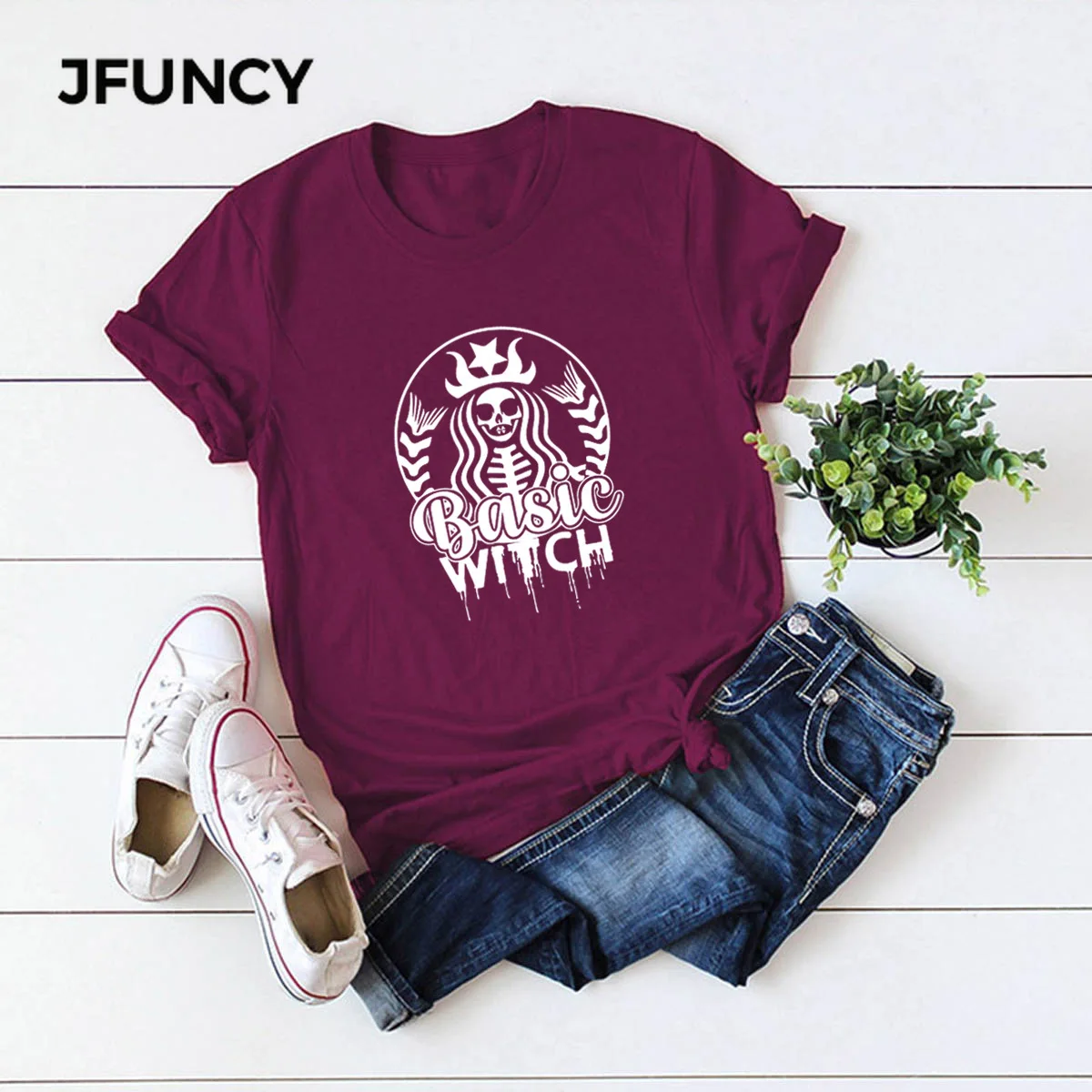 

JFUNCY Spoof Print Harajuku Graphic Tee Women T Shirt Plus Size Summer Loose Casual Tshirts 100% Cotton T-shirts Female Tops