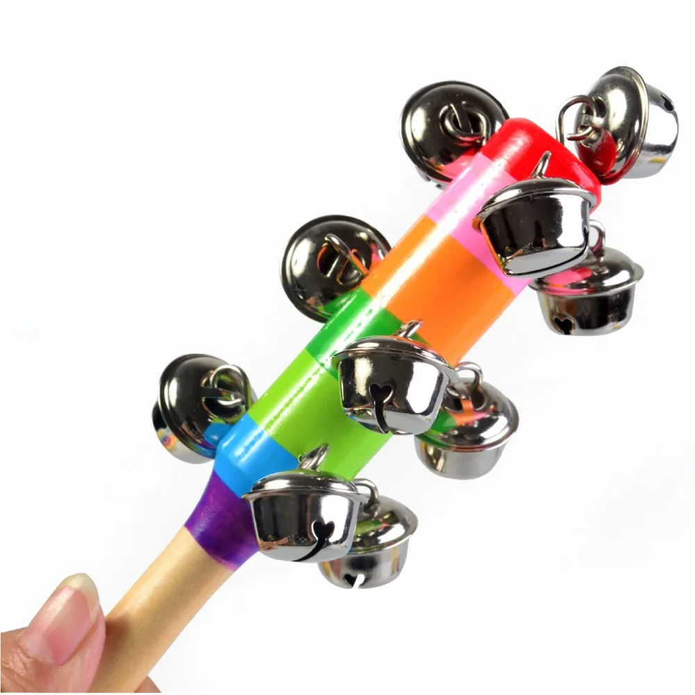 Wooden Baby Rattle toys for kids baby toy for 0 12months Rainbow colorful Educational Handle Music 2