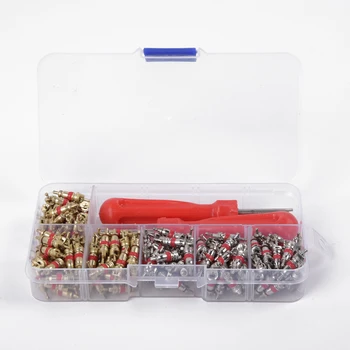 

182* Mixed Auto A/C Air Conditioning R134a Repair Valve Core CopperCar Air Conditioning R134a Assortment +Remover Hand Tools