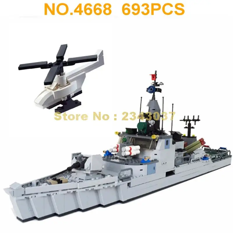 Blocks Battleship Military 693pcs Bricks Warship Model Kit Toy Boys KIDS Gift 