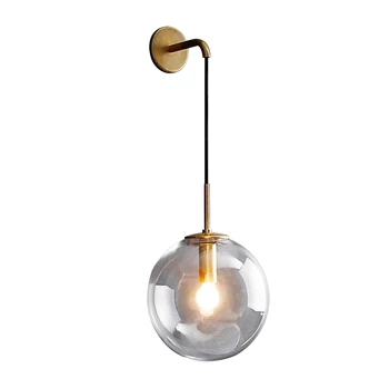 

Modern Northern Europe Vintage Metal Glass Wall Lamp Industrial Indoor Lighting Bedside Lamps Indoor Light Sconce Wall Lights AC