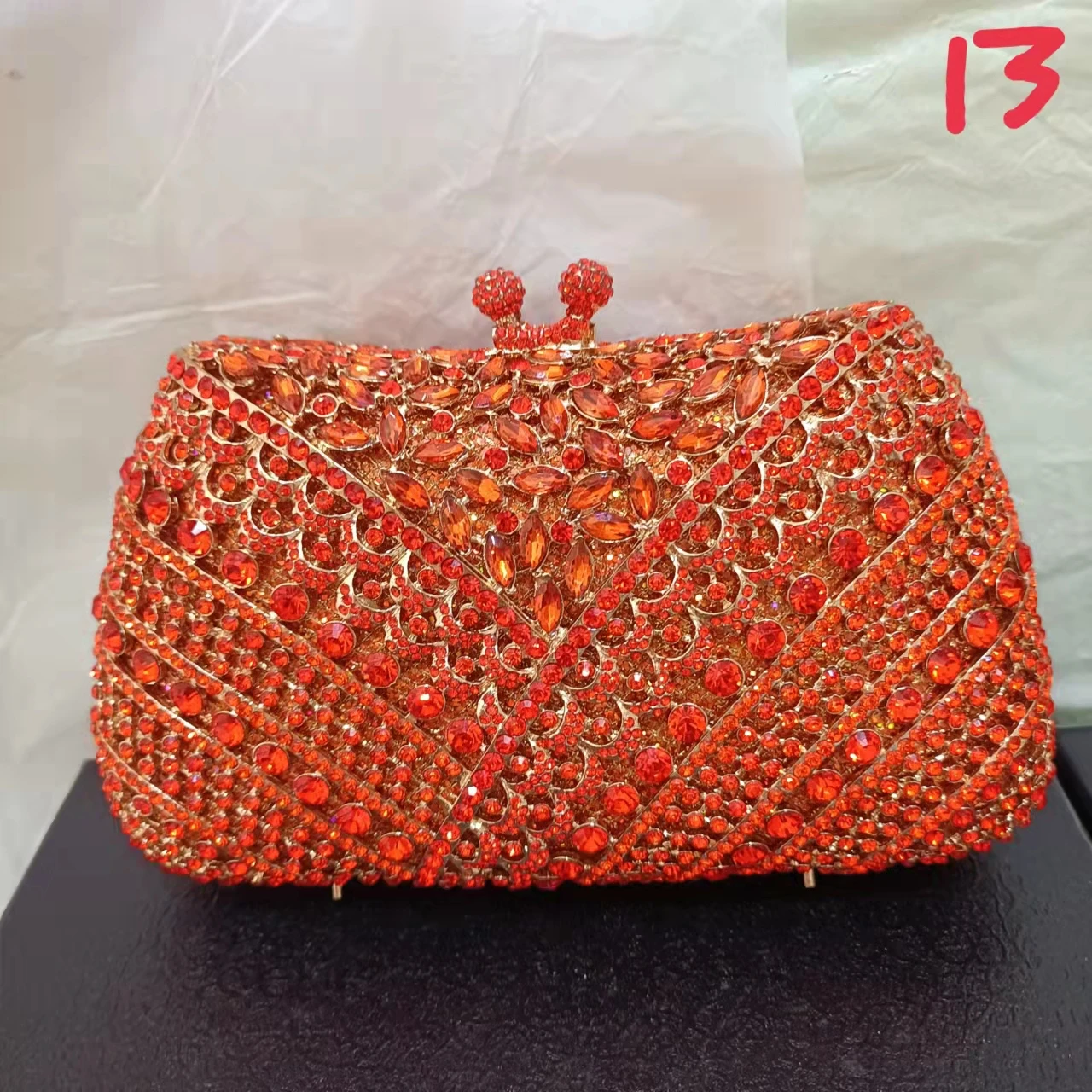 Bolsos noche cristal de Color naranja para mujer, bolso de mano de piedra, bolso de diamantes hecho a mano, bolsos diamantes de imitación para fiesta de boda| | - AliExpress