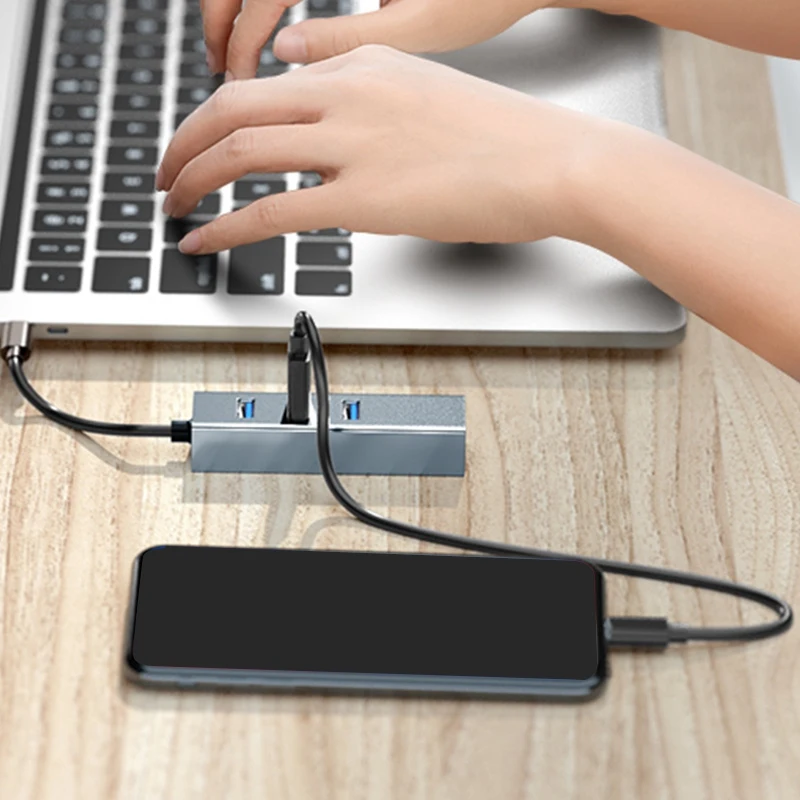 Алюминиевый Высокоскоростной USB разветвитель 4 в 1 с несколькими портами 3