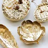 Ceramic Golden Tray Gold Dining Plate Leaf Pineapple Jewelry Storage Tray Decorative Fruit Cake Snack Plate Kitchen Tableware 2
