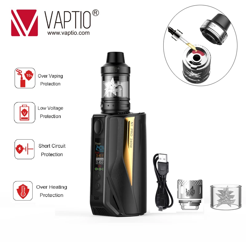 Отправка из Великобритании! Набор для вейпа Vaptio N1 PRO 200 Вт LITE/ SUPER BAT KIT с атомайзером