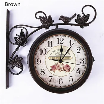 

Wall clock outdoor garden bird double-sided wall clock wrought iron wall clock creative silent movement wall home