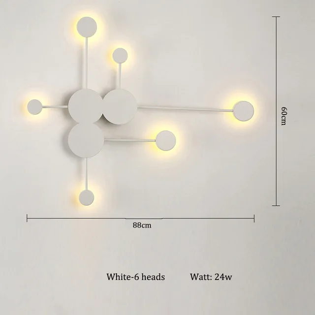 Современный настенный светильник в скандинавском стиле, прикроватный настенный светильник для гостиной, спальни, черный, золотой, белый, домашний декор для детской комнаты, Wandlamp ac220в - Цвет абажура: White-6 Heads