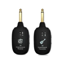 

A8 UHF Guitar Wireless System Transmitter Receiver Built-in Rechargeable Wireless Guitar Transmitter for Electric Guitar Violin