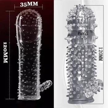 Men Thicken Condoms Reusable Penis Enlargement Extender Sleeve Sex Toys Delay Sex Products For Men Couples 4