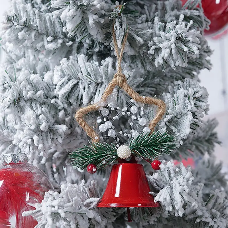 Колокольчик для елки кулон красный/белый сплав Колокольчик Рождественские украшения с хлопковой веревкой праздничное украшение для дома