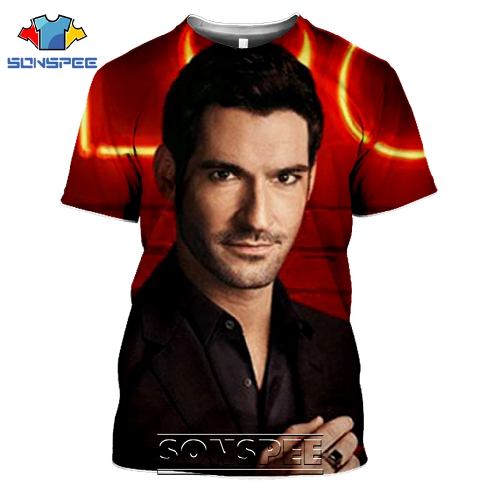 SONSPEE T-shirts Lucifer Morningstar 3D Print Men Women Casual Fashion Hip Hop Short Sleeve Streetwear Devil Tees Tops Shirt (2)