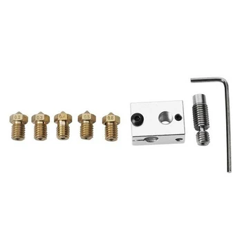 

V6 PT100 Aluminum Heating Block Nozzles Throat Set Kit For 3D Printer Reprap V6