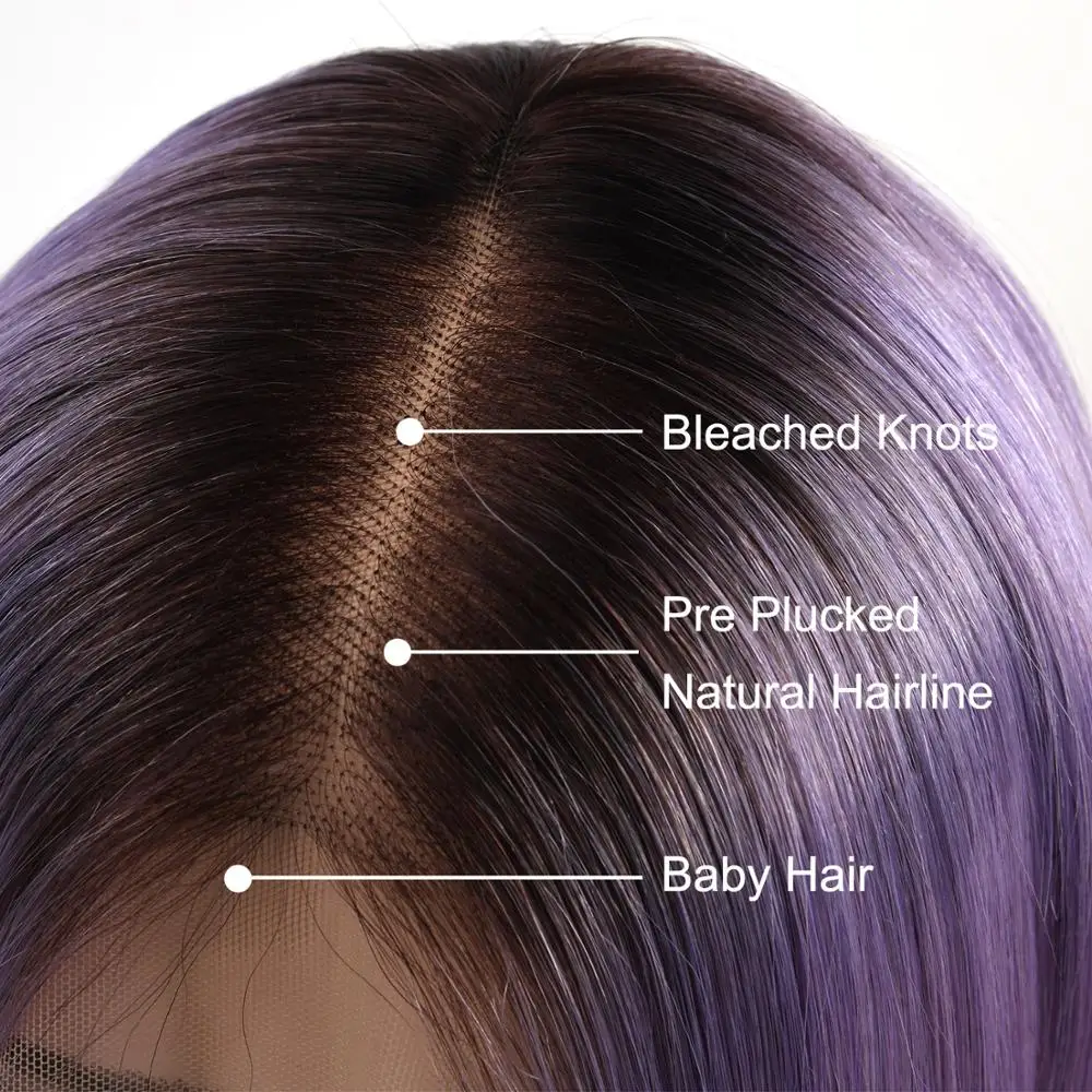 Парики Neitsi Ombre Remy Bob натуральные волосы полукружевные короткие предварительно