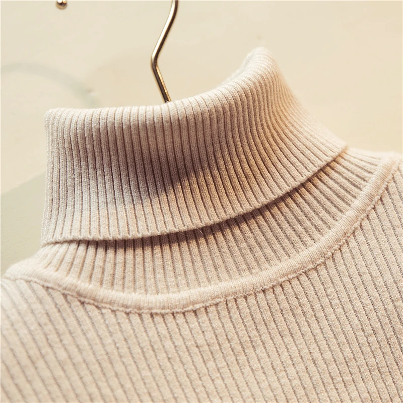 Женский свитер с высоким воротом, Осень-зима, пуловер, топы для женщин, повседневный вязаный свитер с длинным рукавом, джемпер, мягкий, теплый, Pull Femme