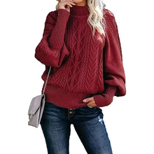 

Winter Women Soft Turtleneck Sweater Casual Long Sleeve Tops Solid Color Knitwear Half High Collar Ladies Female Loose Pullover