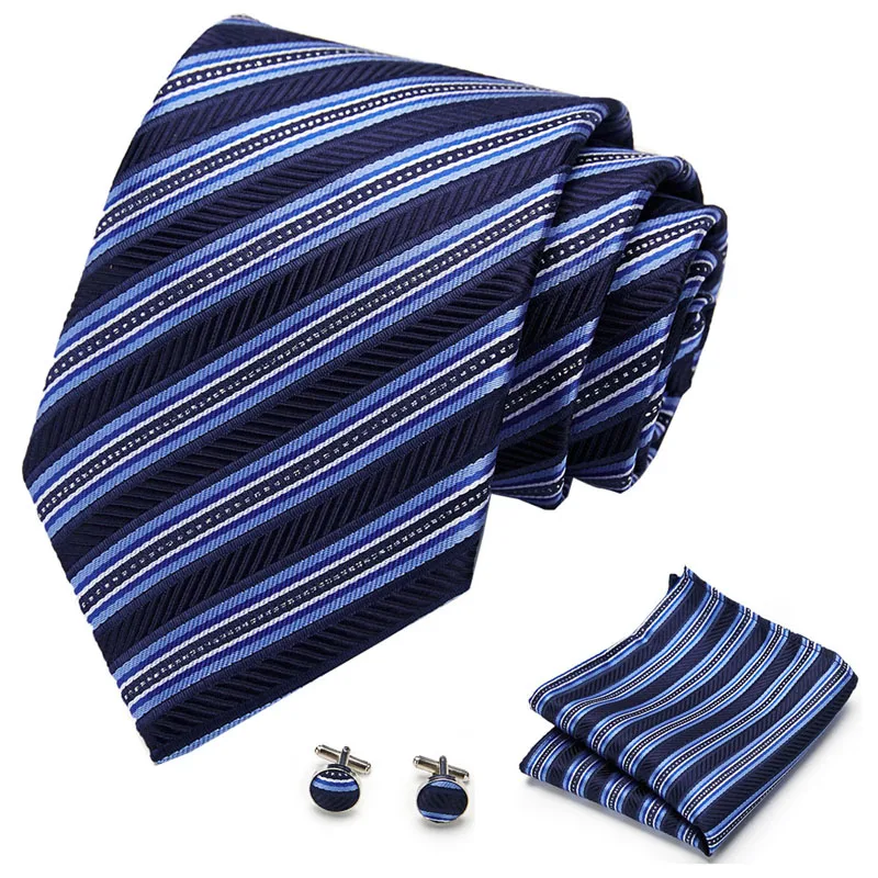 

100% Silk Luxury Mens Ties Floral Black Gold Ties Paisley NeckTie Pocket Square Cufflinks Set Men's Wedding Party Tie