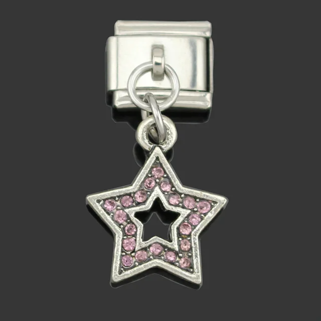 B Hapiship, 9 мм, ширина,, Маргаритка, якорь, Звездные Крылья, стразы, итальянский шарм, подходит для браслета, нержавеющая сталь, изготовление ювелирных изделий DJ088 - Окраска металла: B