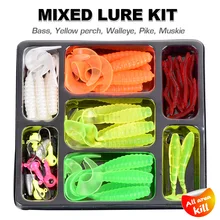 Oddfisher misturado kit de isca de sem-fim macio conjunto isca de pesca chumbo gabarito da carpa cabeça gancho spinner colher isca de silicone isca artificial(China)