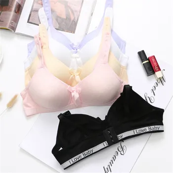 

2020 Teenager Girl Underwear Puberty Students Bra Cute Bow Knot Wire Free Bras Kids Thin Training Bra