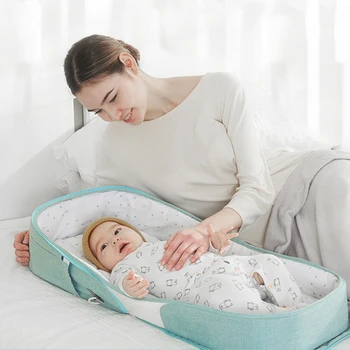 

High Quality Baby Travel Bed Cartoon Pattern Cotton Mosquito Net Breathable Soft Portable Infant Bed Cradle Crib Baby Bassinet