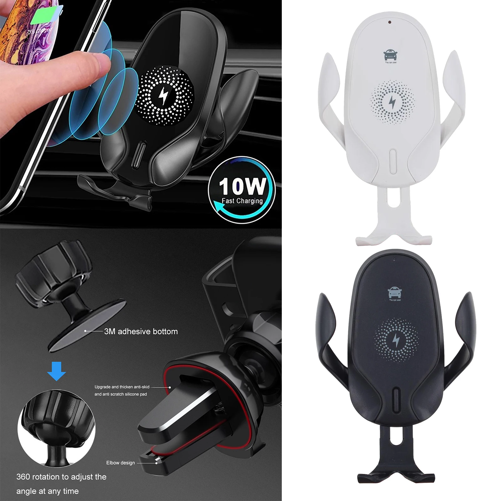 Wireless Car Charger, 10W Qi Fast Charging Car Mount Charger Holder for Samsung Galaxy S8/S8+/S7/S7 edge/S6/S6edge/Note8/Note9