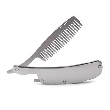 

2020 Men's Folded Stainless Steel Hair Comb Mini Pocket Combs Beard Care Tool 17 x 1.8cm