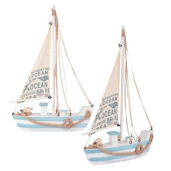 

1PC Wooden Sailboat with LED Adornment Mediterranean Style Sailing Boat Model Craft Home Room Decoration (Without Battery)