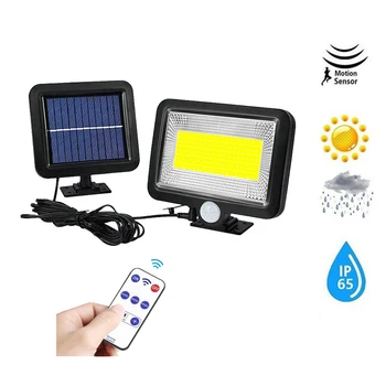

100 LED solar LEDs Street Garden Security light Motion Sensor Light with Remote Control outdoor lighting lamp seperable 5M cable