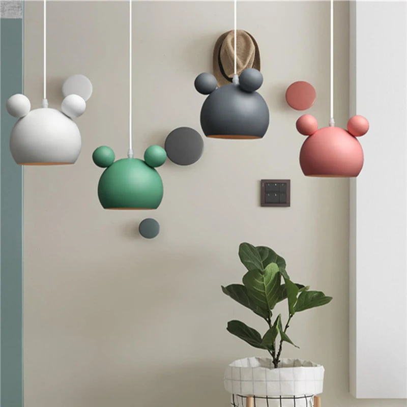 

Nordic Simplicity Panda shape E27 LED chandelier indoor bedroom living room study bedside hanging lamp restaurant Hotel lighting